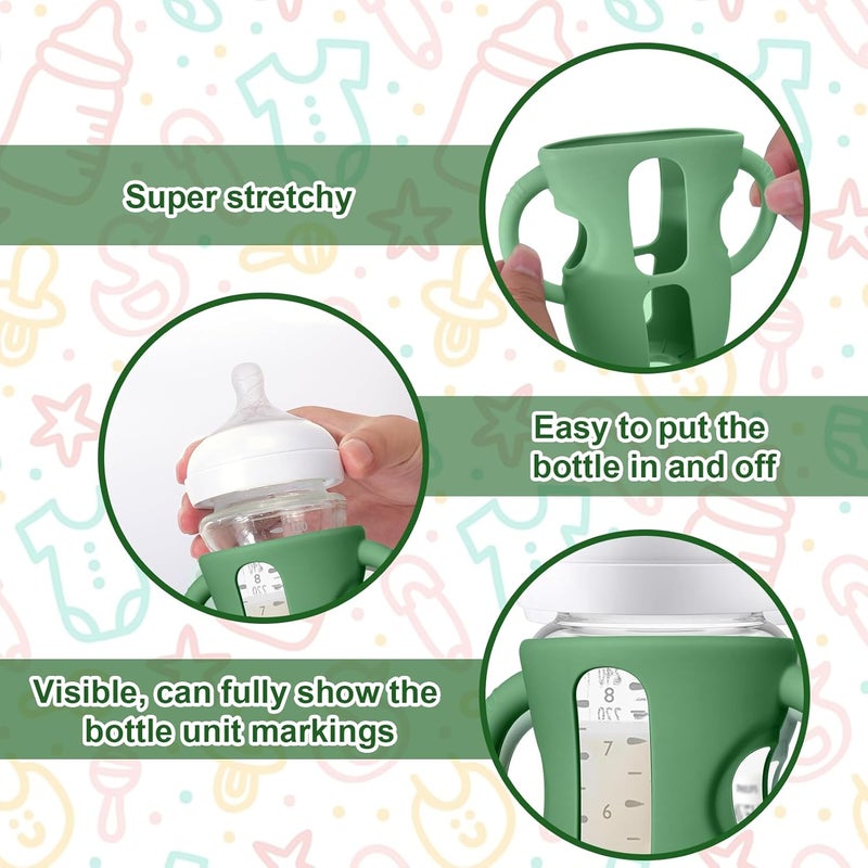 Juome Silicone Sleeves with Handles for Avent Natural Glass Baby Bottle - 3 Pack Anti Breakage Holder for Phillips Avent Baby Bottles, Compatible with Philips Avent Anti Colic Baby Bottles 8 oz - Image 4